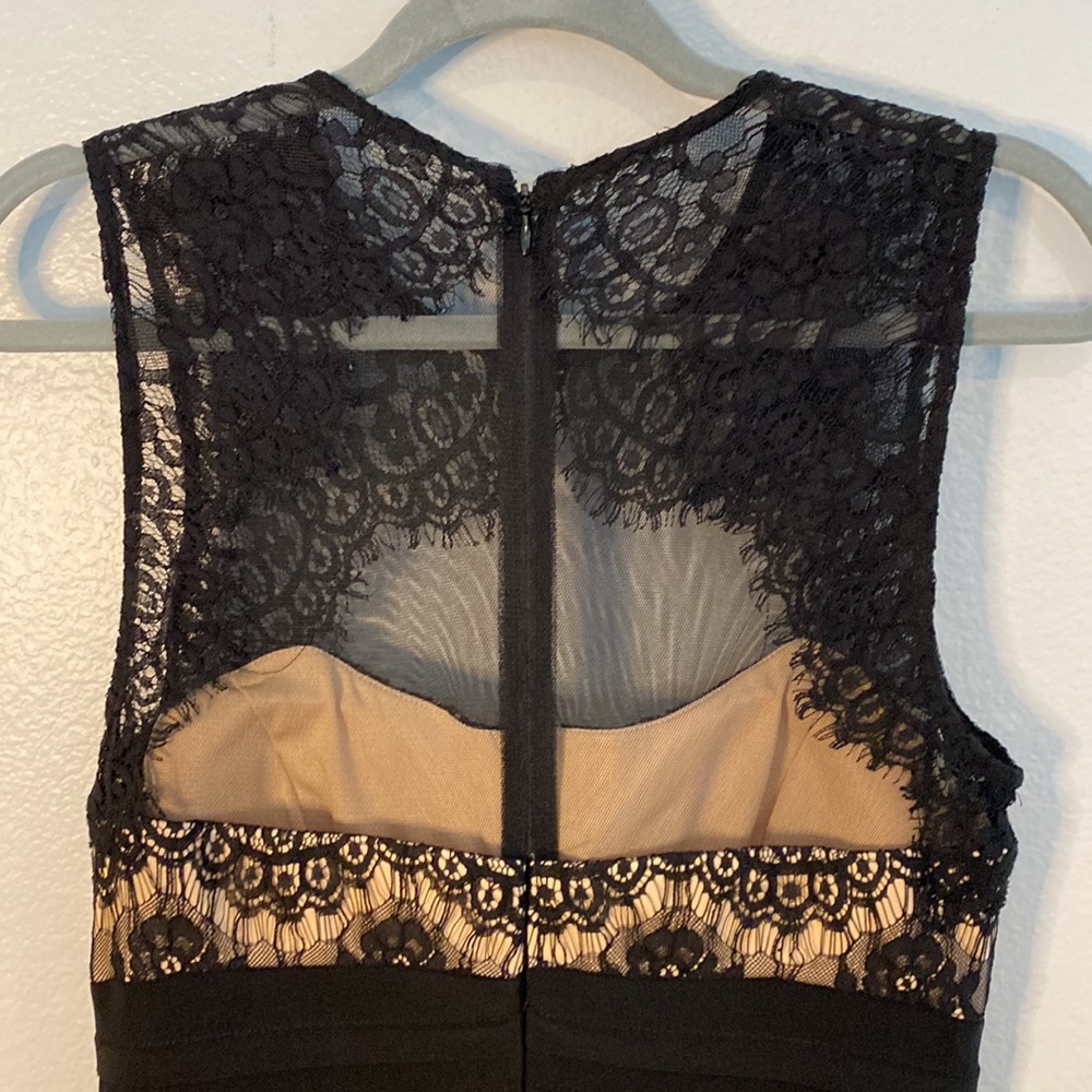 Betsy & Adam black lace mesh textured cocktail dress little black dress size 10 - Picture 7 of 12